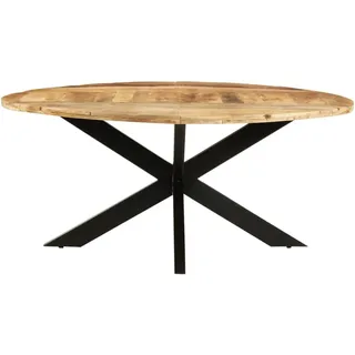vidaXL Esstisch Rund 175x75 cm Raues Mangoholz - Braun
