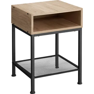 tectake Nachtschrank Harlow, 40,5 x 40,5 x 59 cm, Industrial Holz hell, Eiche Sonoma , Naturfarben , Holzwerkstoff , Quadratisch , 40.5x59x40.5 cm , Schlafzimmer, Nachtkästchen