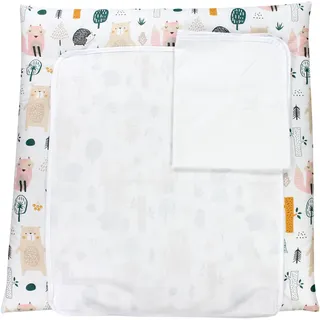 TupTam Wickelauflage mit 2 wasserfesten Frotteebezügen – weich gepolstert & hautfreundlich MAR02579, Farbe: Wald/Beige, Größe: 75 x 80 cm