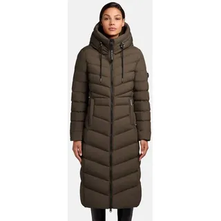 khujo Damen extralanger Wintermantel warmer Steppmantel mit hohem Kragen und Kapuze Ingram4-YM Foam Green Gr. XL - XL