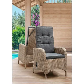 Destiny Gartensessel »PALMA« Set, 2 Stk. tlg. Aluminium, Polyrattan, inkl. Auflagen, beige