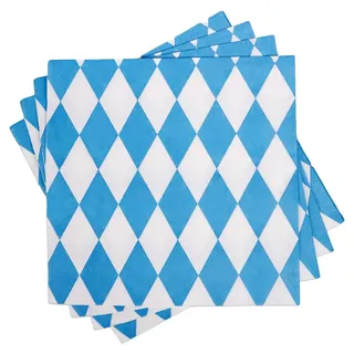 60 Oktoberfest Servietten, Oktoberfest Deko , Bayrisch Blau, Servietten Blau Weiß, Saugstark und praktisch verpackt (2-lagig, 33x33cm)
