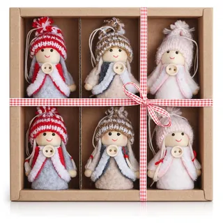 com-four® 6X Premium Weihnachtsbaum-Anhänger Engel, Christbaumschmuck | schwedisch-skandinavische Deko-Trolle - Feen - Weihnachtsmänner als Christbaumschmuck oder Geschenk-Anhänger