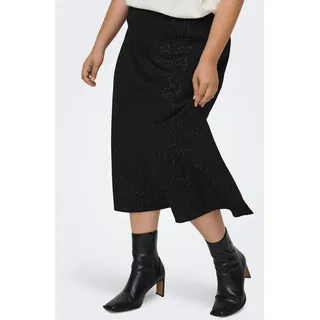 ONLY CARMAKOMA Midirock "CARJOSEE METTA LIFE MIDI SKIRT WVN" mit Glitzer Effekt, schwarz aop:silber foil detail