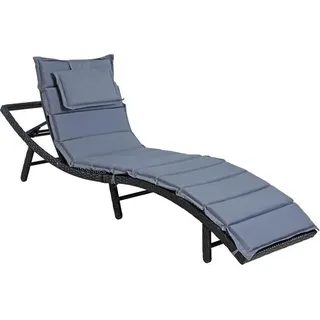 Sonnenliege Strandliege Polyrattan XXL Gartenliege Relaxliege Liege Schwarz - Schwarz