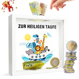 Taufgeschenke für Mädchen und Jungen - Taufe Geschenk Spardose Sparschwein Sparbox Sparbuch aus Holz Wunscherfüller Geldgeschenk Verpackung Erstkommunion Baby Geschenke zur Taufe Babyparty Geschenkbox