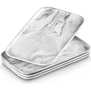 4-teiliges rechteckiges Porzellan-Servierschalen-Set - Marmor Grau - Unterhaltungspartys - Sushi - Dinner