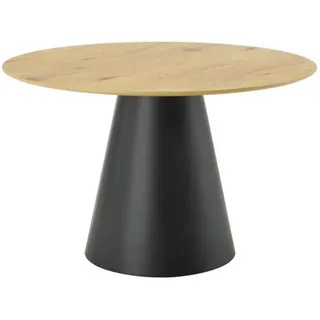 P & B Esstisch , Schwarz, Eichefarben , Holzwerkstoff , rund , Säule, rund , 120x75x120 cm , Esszimmer, Esstische, Esstische rund