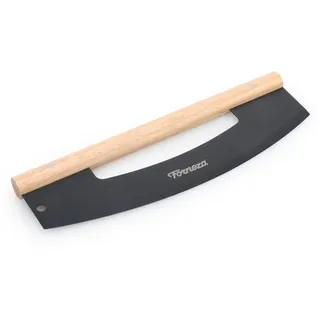 Forneza Pizzaschneider mit edlem Holzgriff - Pizzamesser aus Edelstahl - Rostfreier Pizza Cutter - Scharfes Wiegemesser + Holzgriff