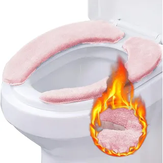 1 Paar Toilettensitzbezug, Wärmer WC-Sitzbezug, Toilettenmatte Stick-Typ Waschbar Wc-Sitz Pad Wc Wärmer Pad für Universal Toilettensitz, Toilet Seat Cover - Grün, Blau, Rosa