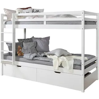 Mid.you Etagenbett , Weiß , Holz , Kiefer , massiv , 90x200 cm , für Rollrost geeignet , Babymöbel & Kindermöbel, Kinderzimmer & Jugendzimmer, Stockbetten