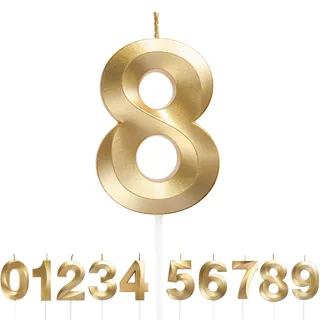 URAQT Geburtstag Zahl Kerzen, Gold Glitzer Geburtstagskerzen, Dekorative Geburtstagstorte, Hochzeitsparty, Abschlussfeier Usw 8