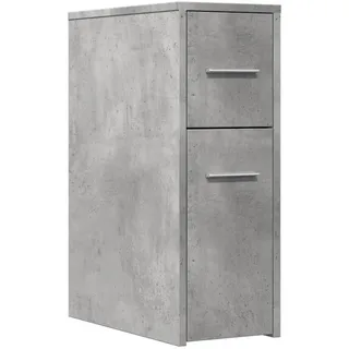 Badschrank Schmal mit Rollen Betongrau Holzwerkstoff - Grau