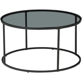 [en.casa] Couchtisch Kolari aus Rauchglas 45 x Ø80 cm Schwarz/Transparent