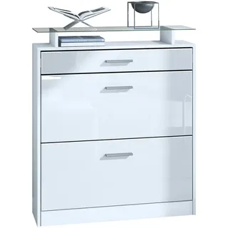 Vladon Loret 89 x 104 x 23 cm hängend mit 1 Schublade weiß matt / weiß hochglanz