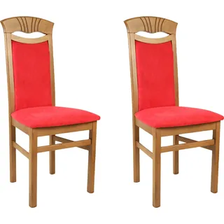 Home affaire Esszimmerstuhl »Franz« (Set) 2 Stk.strapazierfähige Microfaser, Gestell Buche natur oder weiß, Holzstuhl, rot