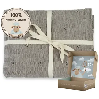 MIRARI Kids Babydecke 100% Merino Wolle I Baby Erstausstattung Neugeborene I Babydecke Winter 75 x 100 cm I Einschlagdecke babyschale Winter I Merino Decke I Wolldecke mit Geschenkbox