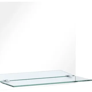 Wandspiegel mit Regal 50×50 cm Hartglas - Silber, Bunt