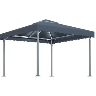 vidaXL Pavillon mit LED-Lichterkette 300x300 cm Anthrazit Aluminium - Grau