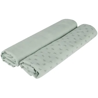 roba organic 2er Set Puck- und Stilltuch 'Lil Planet' frosty green, Bio-Baumwolle, GOTS, 120 x 120 cm