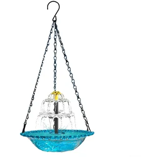 HOHOVYVY Vogeltränke Balkon,Vogeltränke Hängend,Solar Vogelbad Mit Springbrunnen Hängend Gartendekoration Wasserspiel Für Vögel Outdoor Metall 23.5X45cm(Blue)