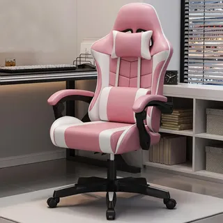 GamingStuhl Computerstuhl Drehbar Esport-Stuhl Schreibtischstuhl Höhenverstellbar Ergonomischer Stuhl Bürostuhl Rosa - Rosa
