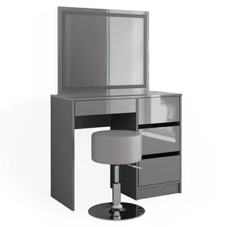 Vicco Schminktisch Sherry Grau 90 cm mit LED Spiegel und Hocker, Model 41288 - Grau