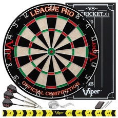 Viper League Pro Spitze aus Sisal/Bristle Dartscheibe mit frei von Klammern sind Bullseye und Cricket Scoreboard Kit