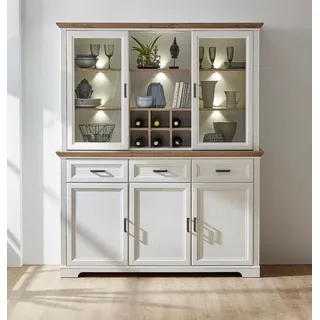 Innostyle Vitrine »Jasmin«, (1 Sideboard und 1 Aufsatzvitrine), 2-teilig, weiß