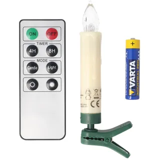 10 kabellose LED-Weihnachtsbaumkerzen mit Klemmen und IR-Fernbedienung, LED-Kerzen in Echtwachsoptik ideal für eine festliche Weihnachtsbeleuchtung, inklusive Batterien