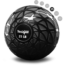 Yes4All BW7V Dynamische Slam Balls 11.3 kg, Schwarz, Medizinball für Kraft, Power und Training