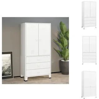 vidaXL Industrial Kleiderschrank Weiß 90x50x180 cm Metall - Kleiderschränke - Weiß