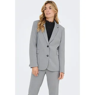 Kurzblazer ONLY "ONLLYKKE LIFE L/S FIT BLAZER TLR", Damen, Gr. 36, grau (light grau melange), Web, Obermaterial: 76% Polyester, 21% Viskose, 3% Elasthan, unifarben, V-Ausschnitt, Blazer Kurzblazer
