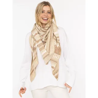 Zwillingsherz Dreieckstuch »"Maralda"« farbenfrohes Muster, wärmend, Strick, beige