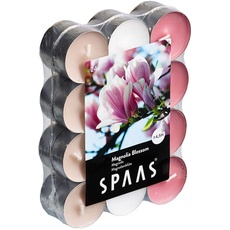 Spaas Pack chauffe plats parfumées Fleur de 24 Duft-Teelichter Farben Sortiert, ± 4,5 Stunden-Magnolia Blossom, Altes rosa, D 39 mm x H 16 mm