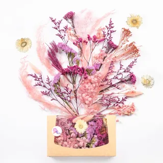 Kunstharz.Art Echte & natürliche getrocknete Blumen - Geschenk zum Muttertag & Ostern, Basteln mit Resin oder Osterdekoration, Blüten und Trockenblumen Set, Gastgeschenk für Hochzeit (Rosa Pink)