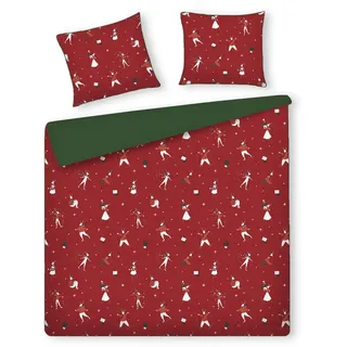 home&you Bettwäsche Baumwoll Olinerini, 200x220 cm, Rot, Winter Weihnachten Bettbezug, Weihnachtsdeko, Christmas, Weihnachtsmotiv , Textil , 200x220 cm , Heimtextilien, Bettwäsche & Leintücher, Bettwäsche