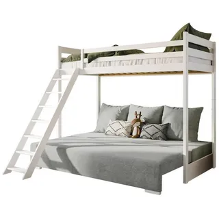 Kids Collective Hochbett Kids Collective 90 x 200 cm Kiefer massiv weiß salbeigrün