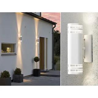 2er Set Up-Down Wandleuchte MODENA Aluminium weiß GU10 H. 28,5cm Außenleuchte - Weiß