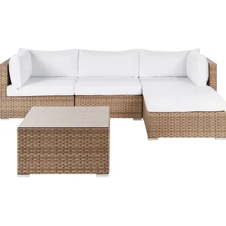 Beliani Loungeset 4-Sitzer beige/weiß