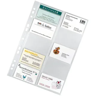 Veloflex Veloflex, 5341000 - Visitenkartenhüllen DIN A4, für 20 Karten pro Hülle, 10er Packung glasklar
