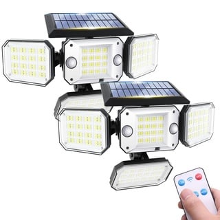 COLBOR Solarlampen für Außen mit Bewegungsmelder, Solar Wandleuchte mit Fernbedienung 2000mAh 3 Modi 296 LED Solar Strahler Außen Drehbare IP65 Wasserdicht 2PCS, Solarlampen-Außen-LED-Solar-Strahler