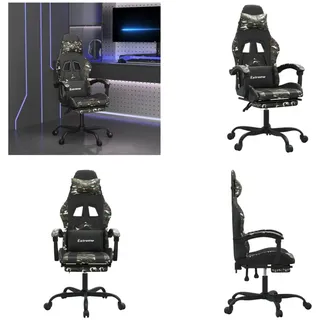 vidaXL Gamingstuhl mit Fußstütze Drehbar Schwarz Tarnfarben Kunstleder - Gaming-Stuhl - Gaming-Stühle - Bürostuhl - Stuhl - Grün