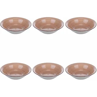 Set mit 6 Suppentellern Ø 21,2 cm aus Steinzeug, handbemalt, Terrakotta, 4 Farbtöne