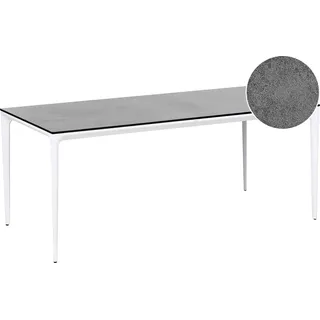 BELIANI Gartentisch Dunkelgrau u. Weiß HPL-Platte Betonoptik Rechteckig 180x90 cm mit Metallgestell Aluminium Modern Outdoor Esstisch für 6 Personen - Grau