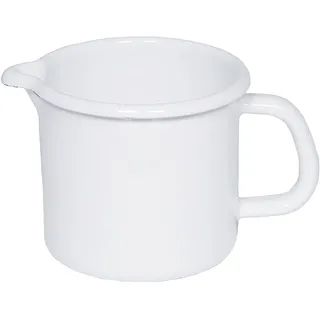 Riess, 0041-033, Schnabeltopf ø 14cm, WEISS, Weiß, Emaille, Vol. (rec.): 1,7 Liter, Made in Österreich, LBH: 21,6x15,5x12,5cm, 0,550kg, Kanne mit Henkel, Deckel, Induktionskocher kompatibel