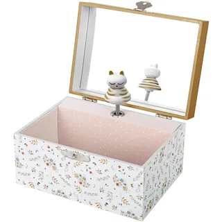 Trousselier 6260120 Schmuckkästchen für Kinder, Katze, Spieluhr mit Musik und tanzender Figur, Musikspieluhr, Schmuckschatulle