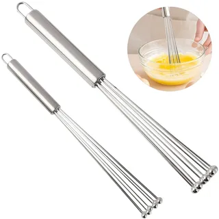 Annlpoy 2 Pieces kugelbesen schneebesen mit kugeln 304 edelstahl rührbesen küche,zum Mischen, Kochen, Schlagen und Rühren, Längen 30 cm und 25 cm