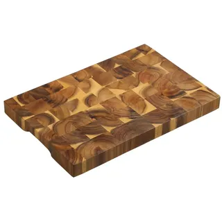 KESPER | Tranchierbrett aus Akazienholz, Stirnholz, mosaikverleimt, FSC®-zertifiziert, mit Griffmulden, geölt | Maße: 36 x 24 x 3 cm | 28150