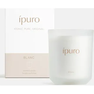 ipuro Classic Duftkerze im Glas BLANC 270g - dekorative Duftkerze mit Geranie & Minze, Sandelholz & frischer Duftnote - Kerzen mit langanhaltendem Duft - Raumduftkerze weiß